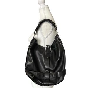 Y2K “Josef” Black Leather Hobo Style Shoulder Tote Bag